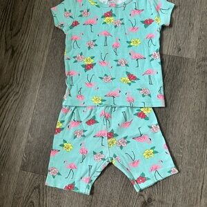 Carter's Teal Flamingo and Floral Pajama Set